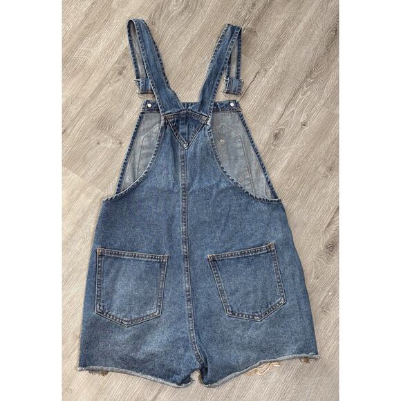 Wild Fable Womens Shorts Overalls Size S Light Wash Distressed Farmcore Bibs - Picture 2 of 4